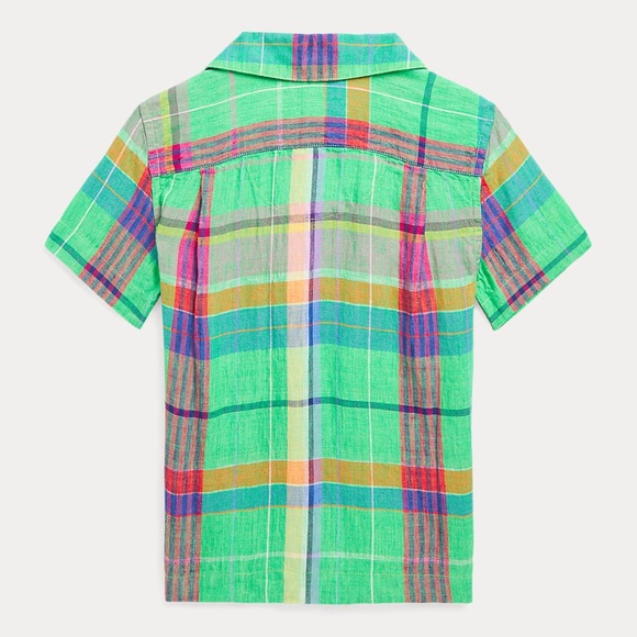 Polo Ralph Lauren Plaid Linen Camp Shirt Kids - Picture 2 of 2
